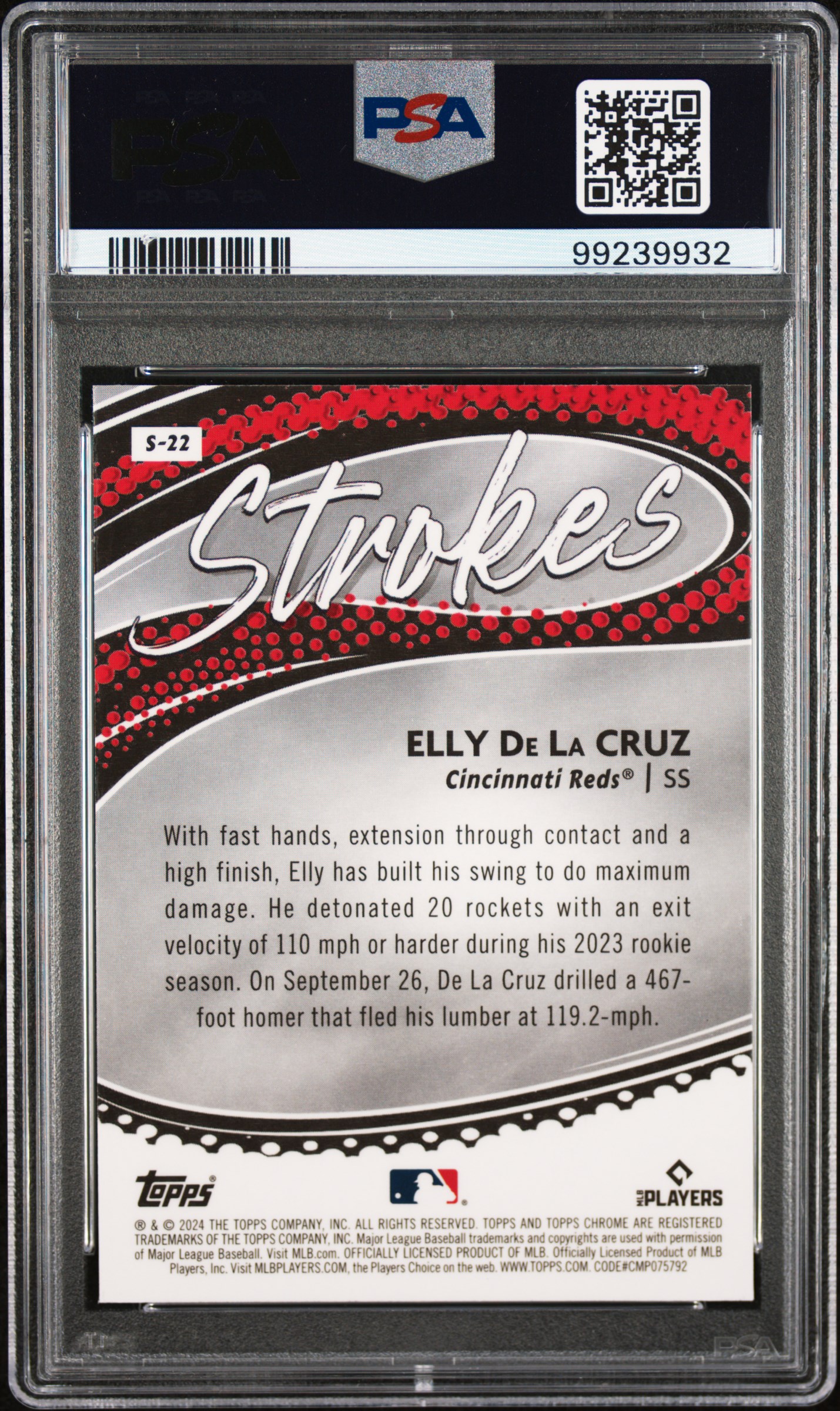 2024 Topps Chrome Strokes Elly De La Cruz #S22 Gem Mt 10 back