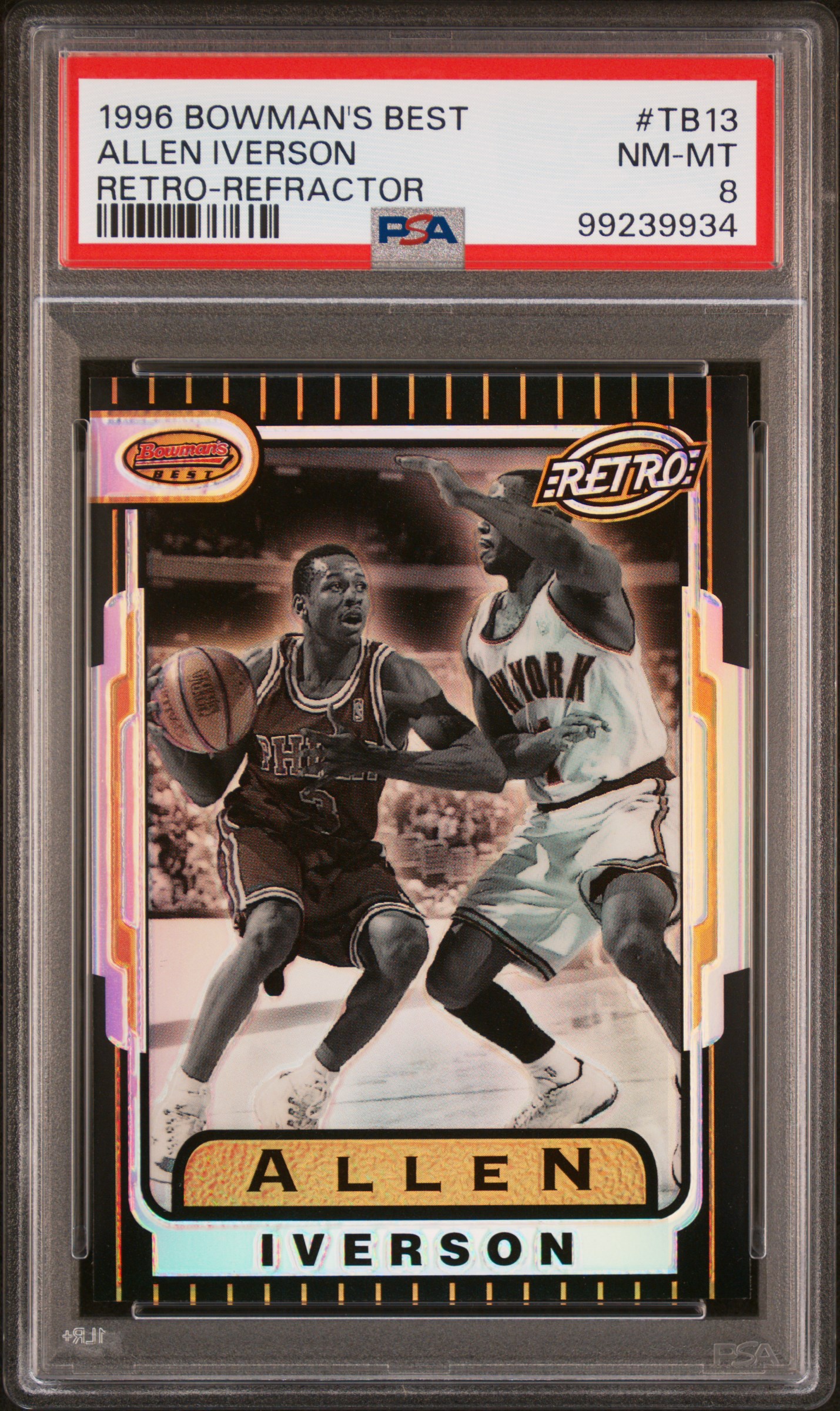 1996 Bowman's Best Retro Allen Iverson #Tb13 (Retro-Refractor) Nm-Mt 8 front