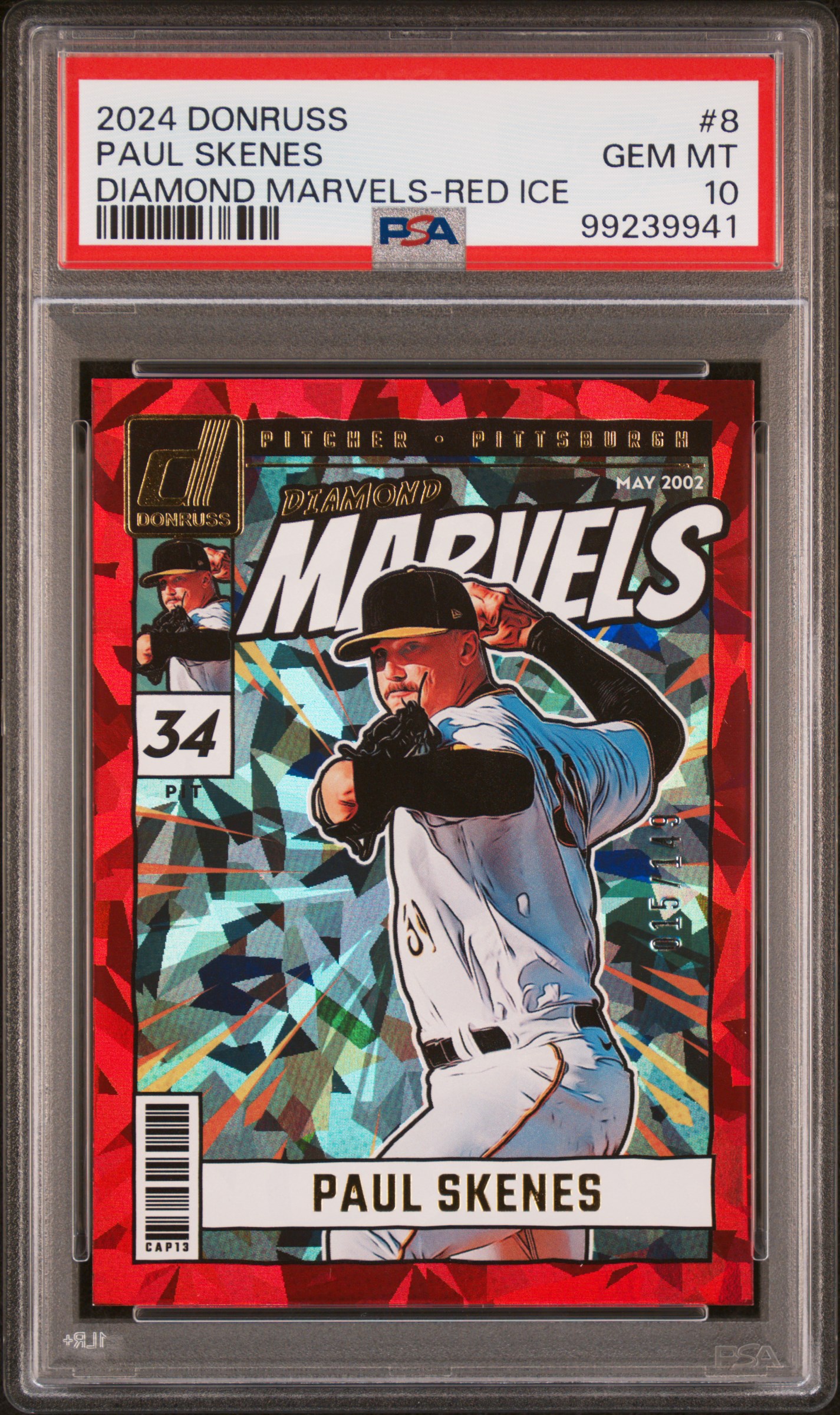 2024 Panini Donruss Diamond Marvels Paul Skenes #8 (Diamond Marvels-Red Ice) Gem Mt 10 front