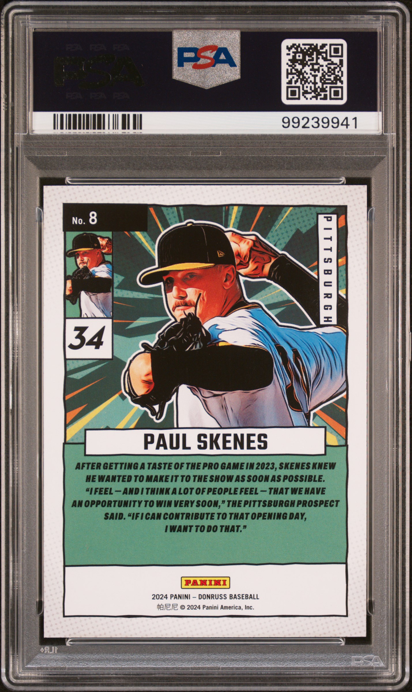 2024 Panini Donruss Diamond Marvels Paul Skenes #8 (Diamond Marvels-Red Ice) Gem Mt 10 back