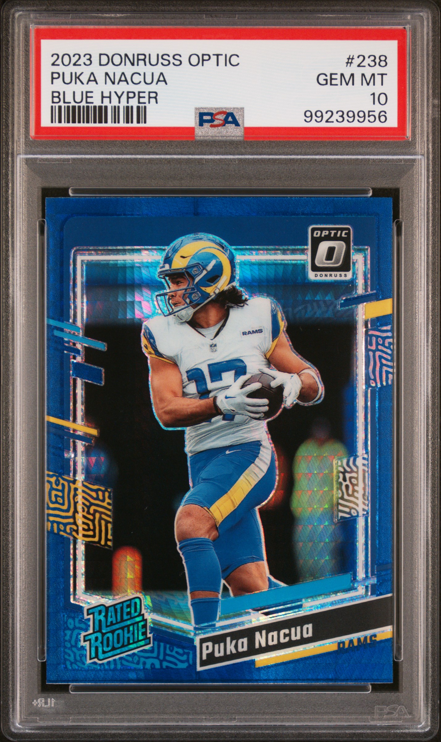 2023 Panini Donruss Optic Puka Nacua #238 (Blue Hyper) Gem Mt 10 front