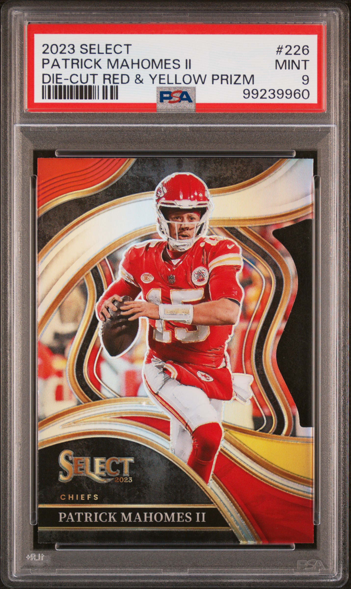 2023 Panini Select Patrick Mahomes Ii #226 (Die-Cut Red & Yellow Prizm) Mint 9 front