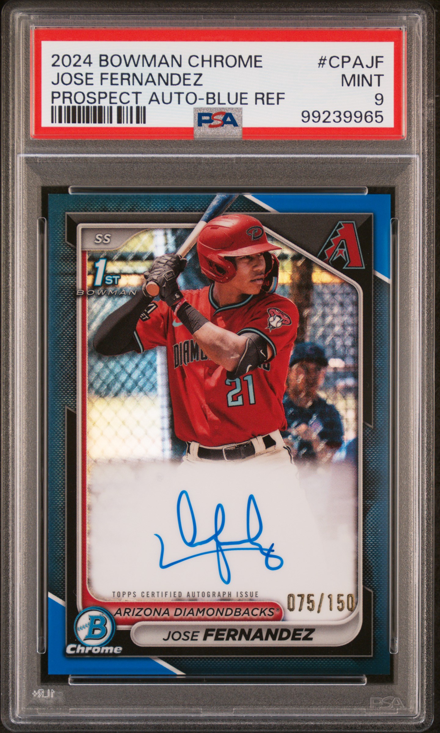 2024 Bowman Chrome Prospect Autographs Jose Fernandez #Cpajf (Prospect Auto-Blue Ref) Mint 9 front