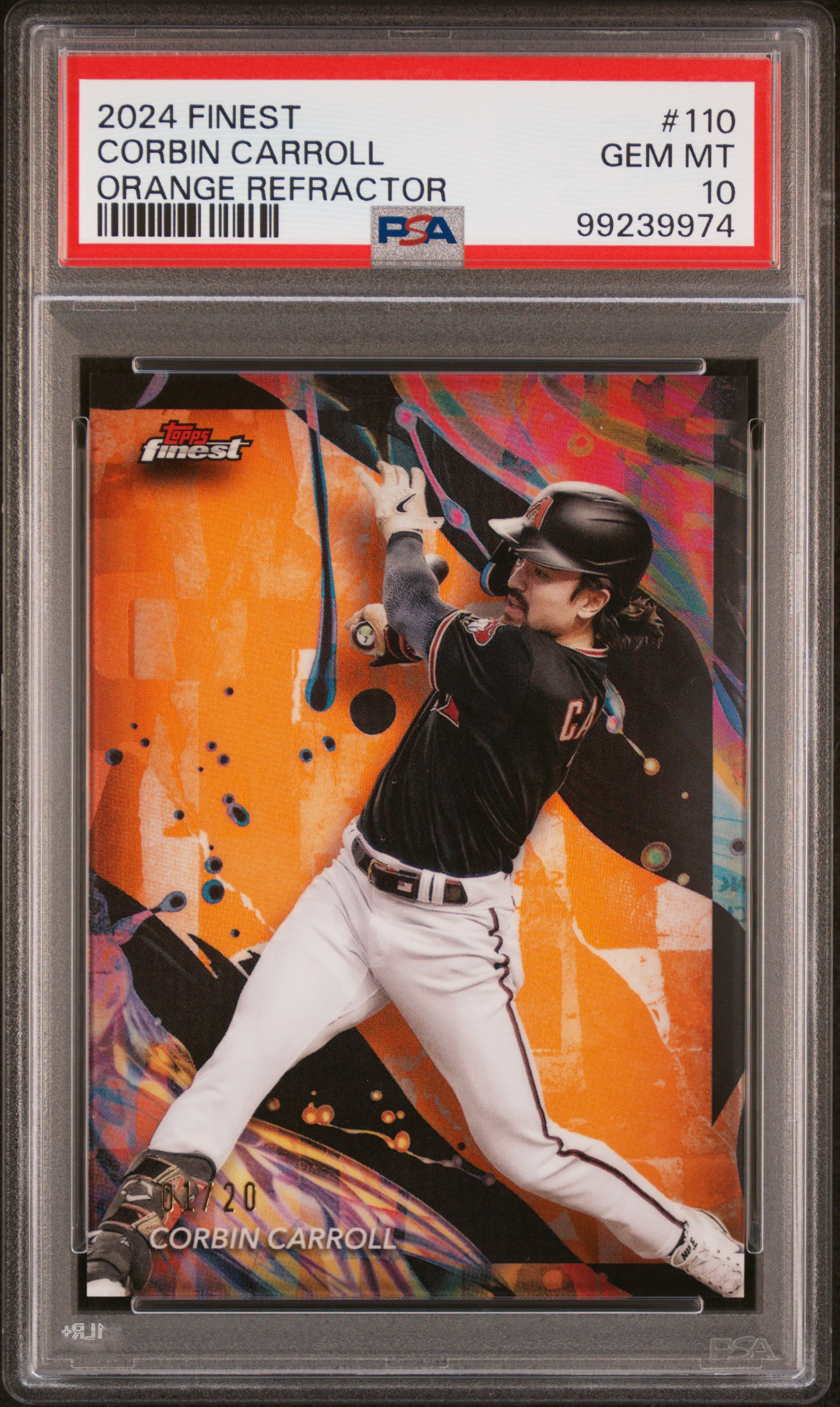 2024 Topps Finest Corbin Carroll #110 (Orange Refractor) Gem Mt 10 front