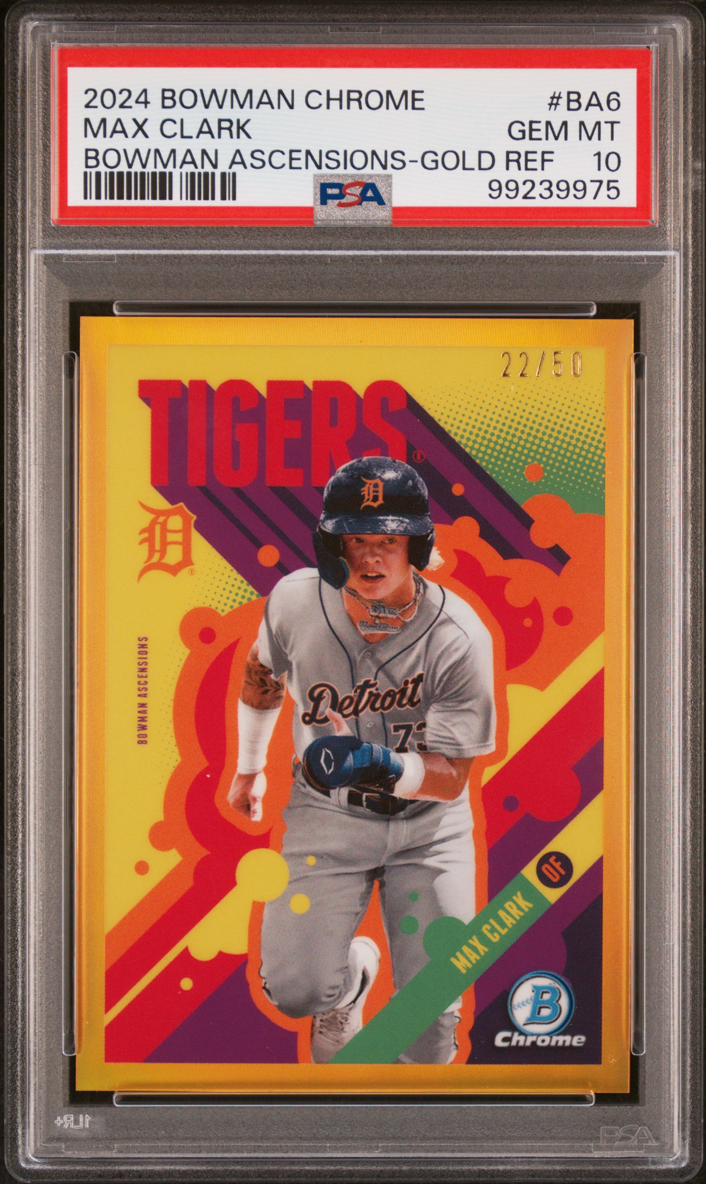 2024 Bowman Chrome Bowman Ascensions Max Clark #Ba6 (Bowman Ascensions-Gold Ref) Gem Mt 10 front