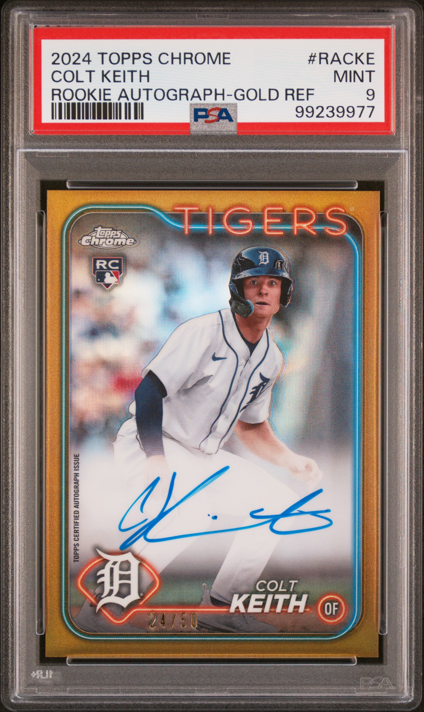2024 Topps Chrome Rookie Autographs Colt Keith #Racke (Rookie Autograph-Gold Ref) Mint 9 front