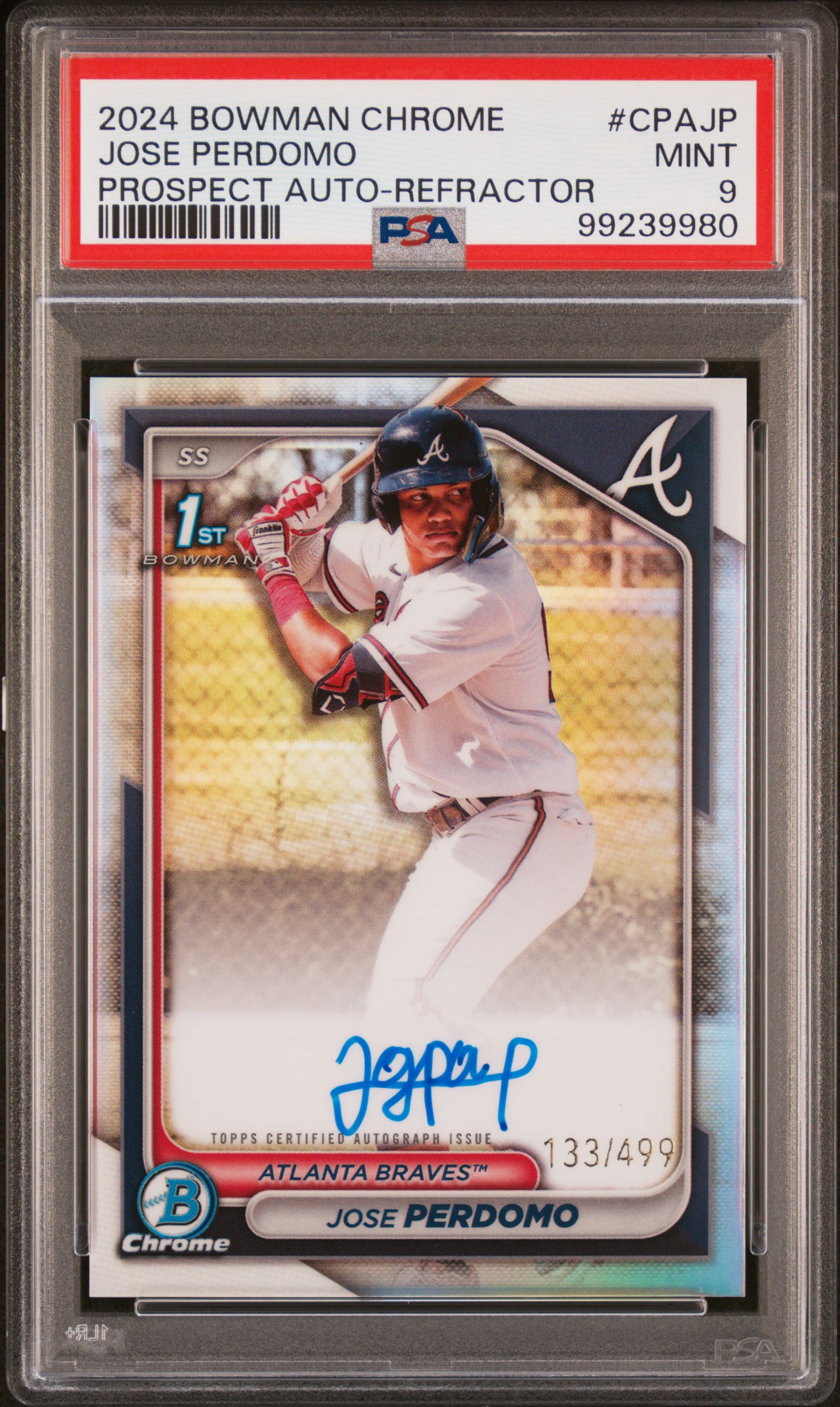 2024 Bowman Chrome Prospect Autographs Jose Perdomo #Cpajp (Prospect Auto-Refractor) Mint 9 front