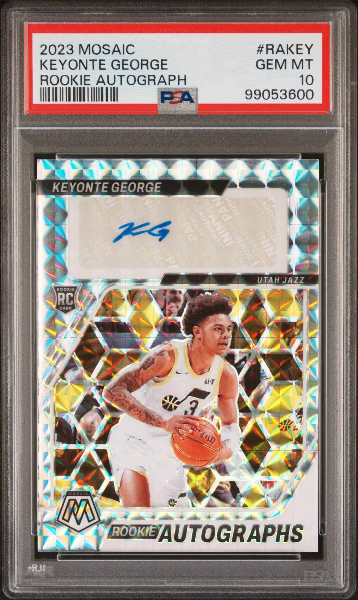 2023 Panini PANINI MOSAIC ROOKIE AUTOGRAPHS MOSAIC #RAKEY Keyonte George front