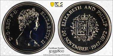 1972 25p S-LL1 Silver Anniversary Cu-Ni PR67