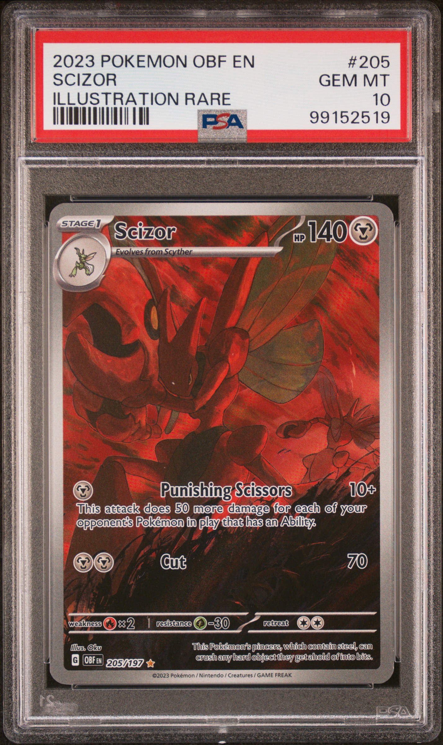2023 #205 Scizor PSA 10 Obf EN-Obsidian Flames