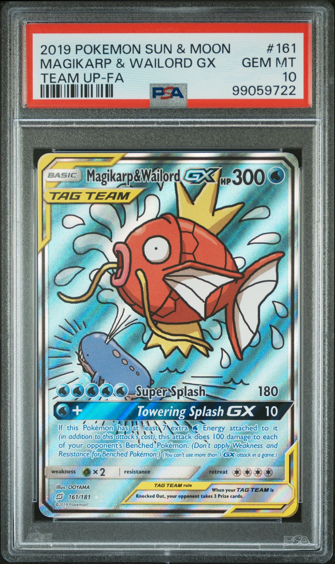 2019 Pokemon Sun & Moon Team Up Magikarp & Wailord Gx #161 (Team Up-Fa) Gem Mt 10 front