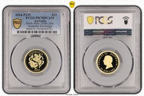 2024-P125 $25 Perth Mint 125th Ann. Australia Sovereign PR70DCAM