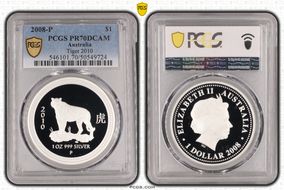 2008-P $1 Tiger 2010 Ag PR70DCAM