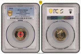 2018 $2 Armistice Centenary Colorized MS66