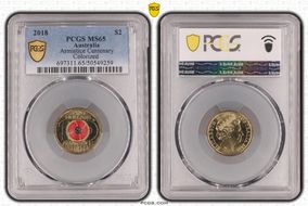 2018 $2 Armistice Centenary Colorized MS65