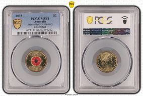 2018 $2 Armistice Centenary Colorized MS64