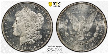 1878 8TF $1 MS64PL