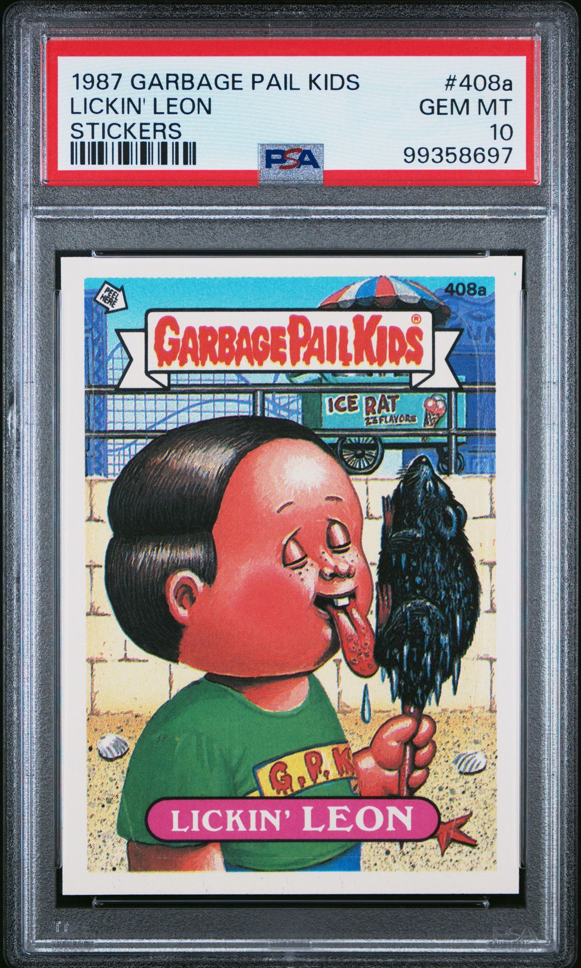 1987 Topps GARBAGE PAIL KIDS STICKERS #408A Lickin' Leon front