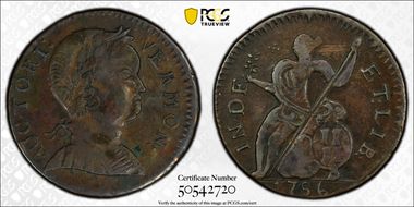 1786 VT 1/2P Baby Head, RR-9 AU53BN