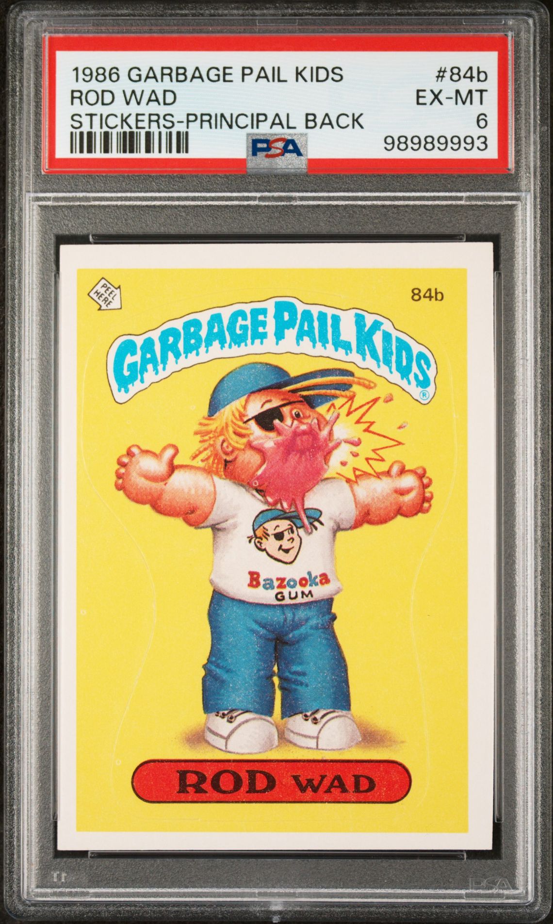 1986 Topps GARBAGE PAIL KIDS STICKERS STICKERS-PRINCIPAL BACK #84B Rod Wad front