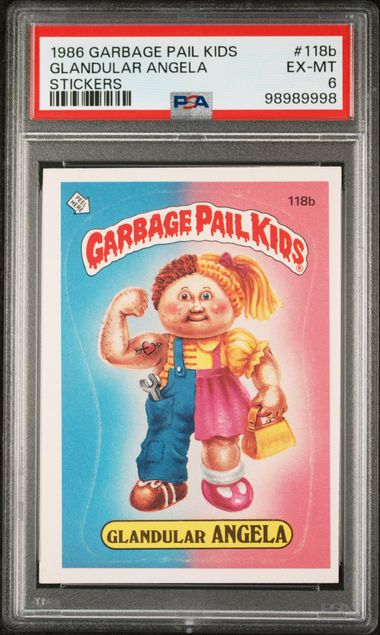 1986 Topps Garbage Pail Kids Series 3 STICKERS #118B Glandular Angela front