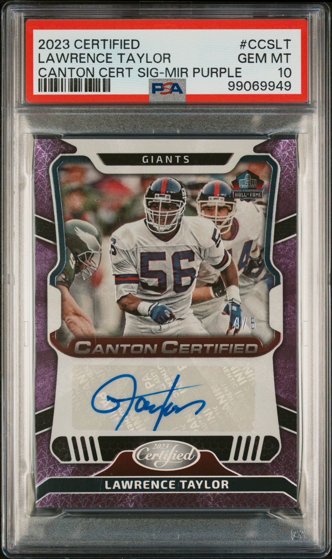 2023 Panini PANINI CERTIFIED CANTON CERTIFIED SIGNATURE Purple #CCSLT Lawrence Taylor front