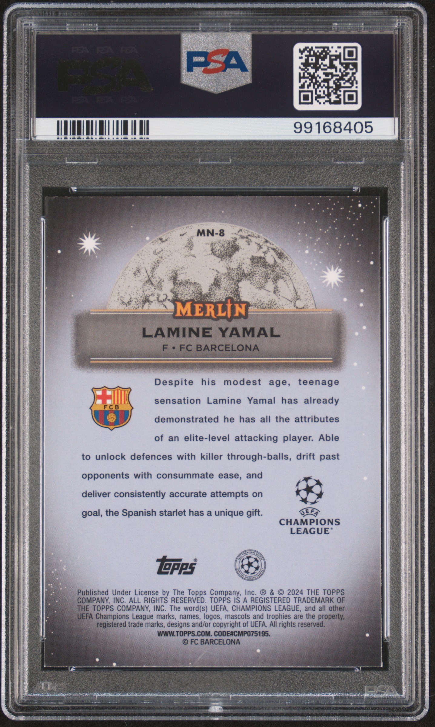2023-24 Topps Merlin Uefa Club Competitions Mystic Nights Lamine Yamal #Mn8 Gem Mt 10 back
