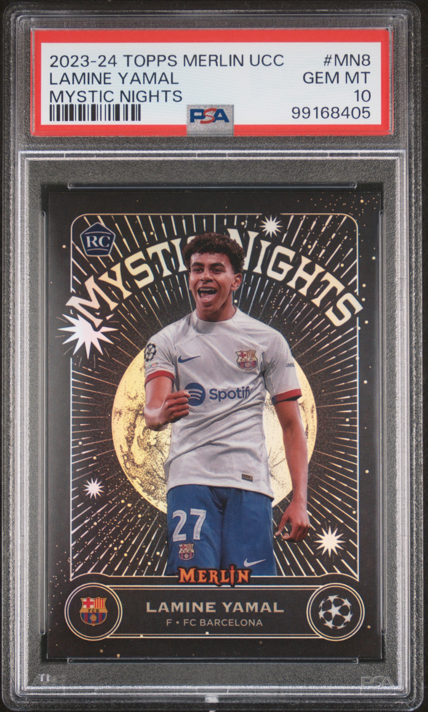2023-24 Topps Merlin Uefa Club Competitions Mystic Nights Lamine Yamal #Mn8 Gem Mt 10 front