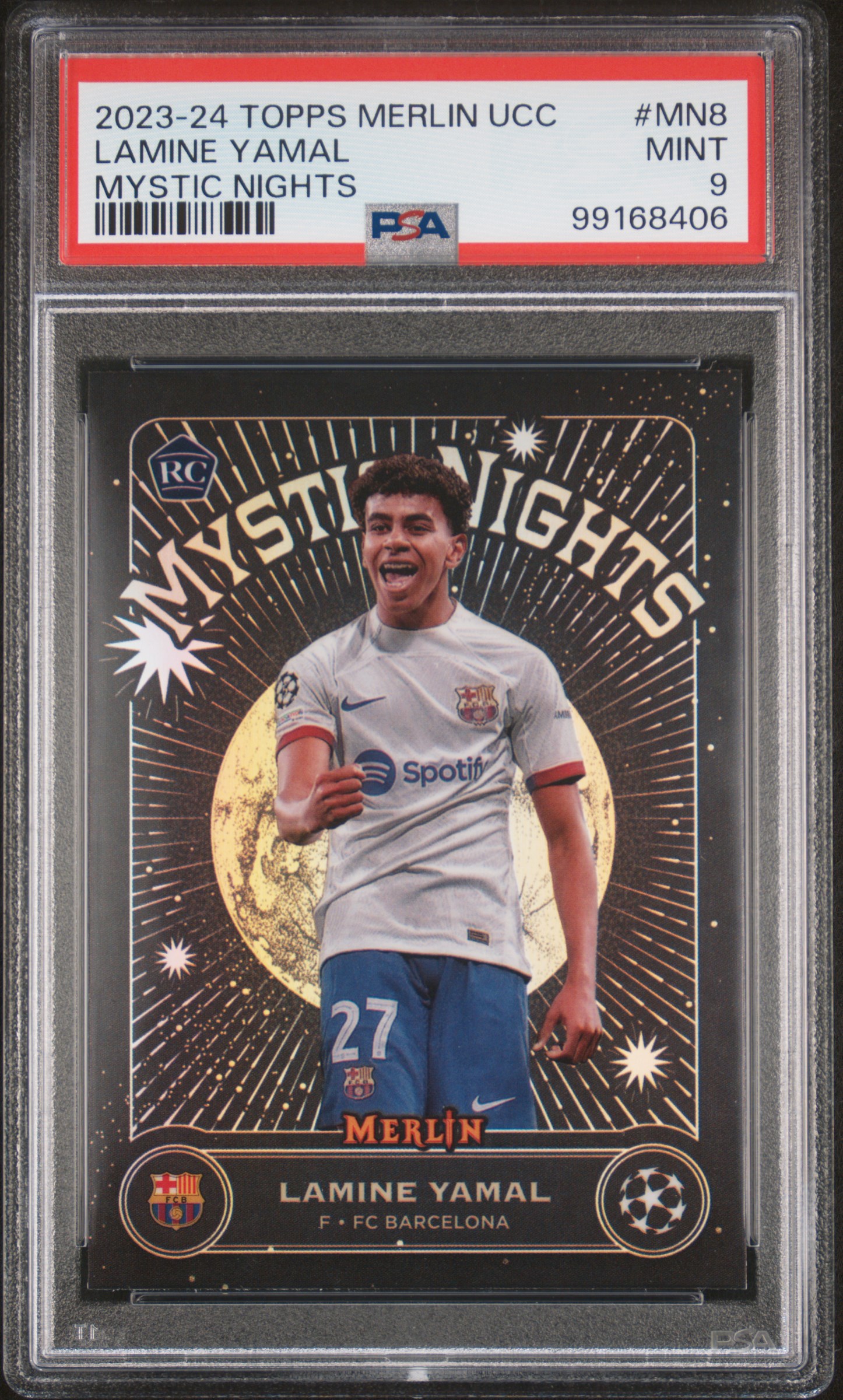 2023-24 Topps Merlin Uefa Club Competitions Mystic Nights Lamine Yamal #Mn8 Mint 9 front