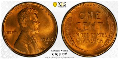 1948-S 1C MS67+ RD