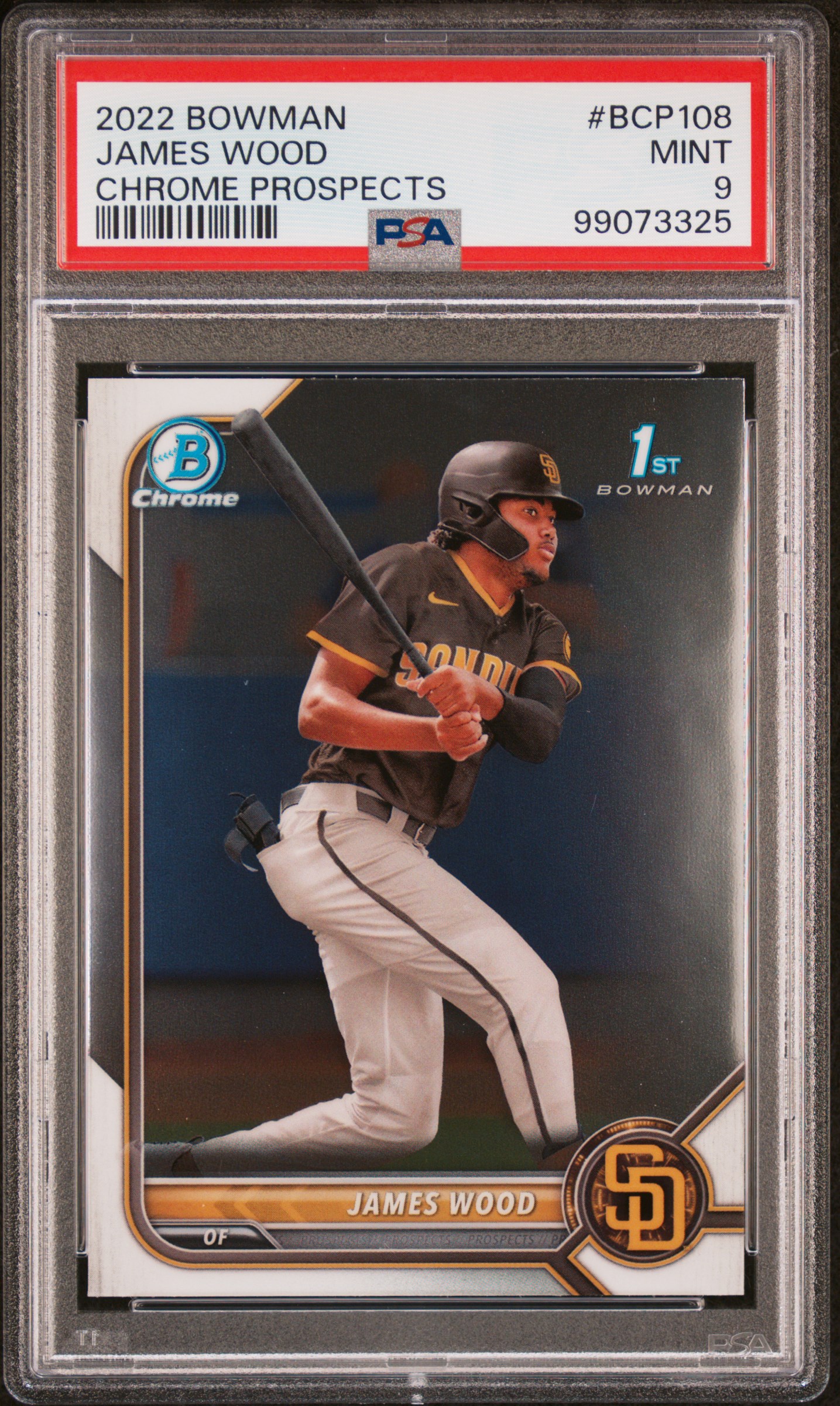 2022 Bowman Chrome Prospects James Wood #Bcp108 (Chrome Prospects) Mint 9 front