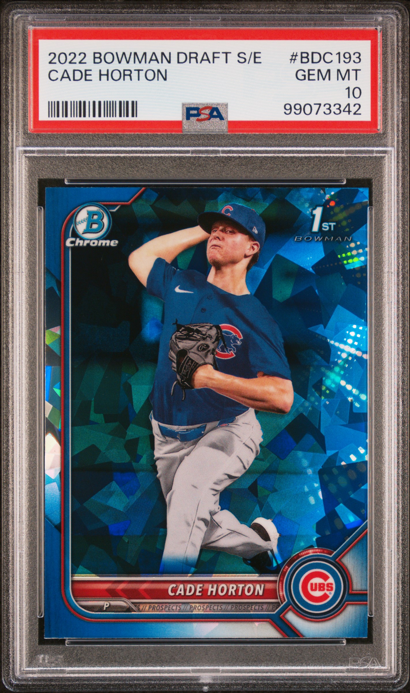2022 Bowman Draft Chrome Sapphire Edition Cade Horton #Bdc193 Gem Mt 10 front