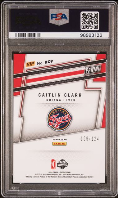 2024 Panini National Sports Collectors Convention Vip Gold Rookies Caitlin Clark #Rc9 (Rookies-Blue Sparkle) Mint 9 back