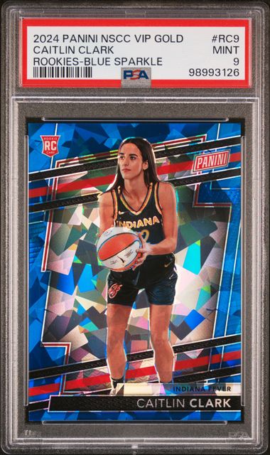 2024 Panini National Sports Collectors Convention Vip Gold Rookies Caitlin Clark #Rc9 (Rookies-Blue Sparkle) Mint 9 front