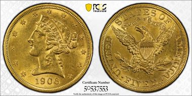 1906 $5 MS61