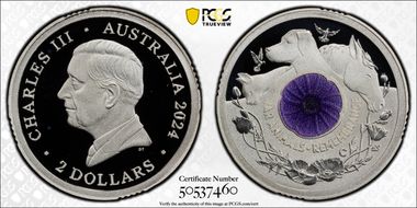 2024-C $2 War Animal Remembrance Ag Colorized PR69DCAM