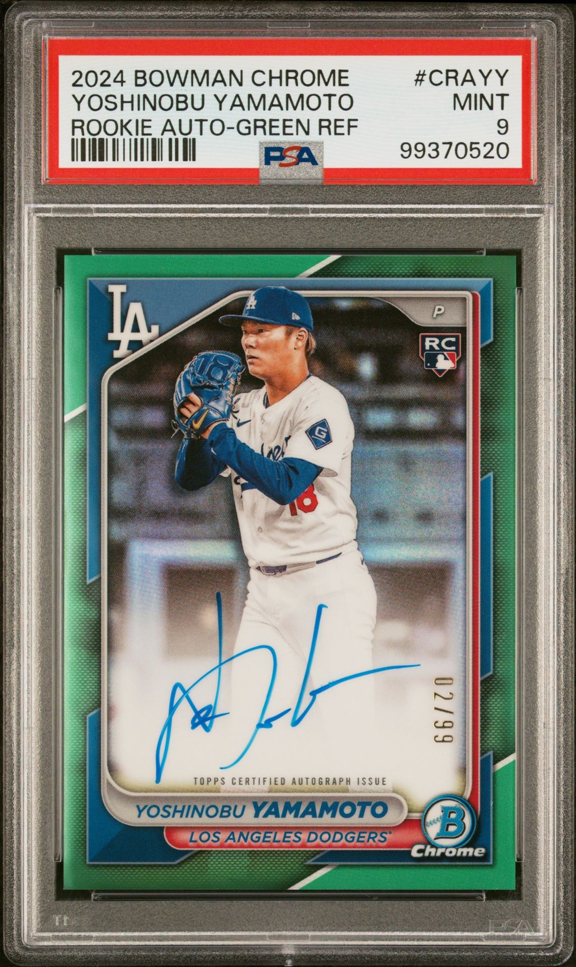 2024 Bowman Bowman Chrome ROOKIE AUTO-GREEN REF #CRAYY Yoshinobu Yamamoto front