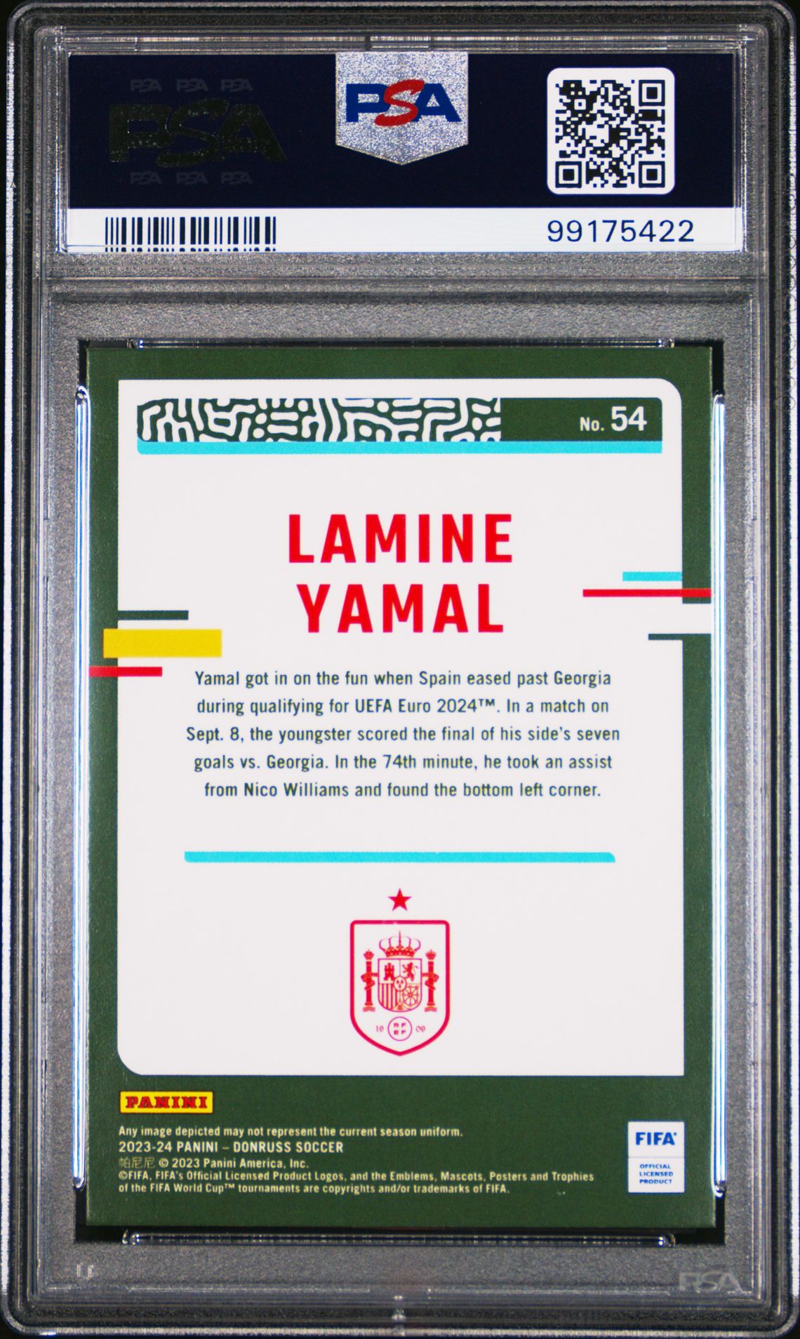 2023-24 Panini Donruss Fifa Lamine Yamal #54 (Diamond) Mint 9 back