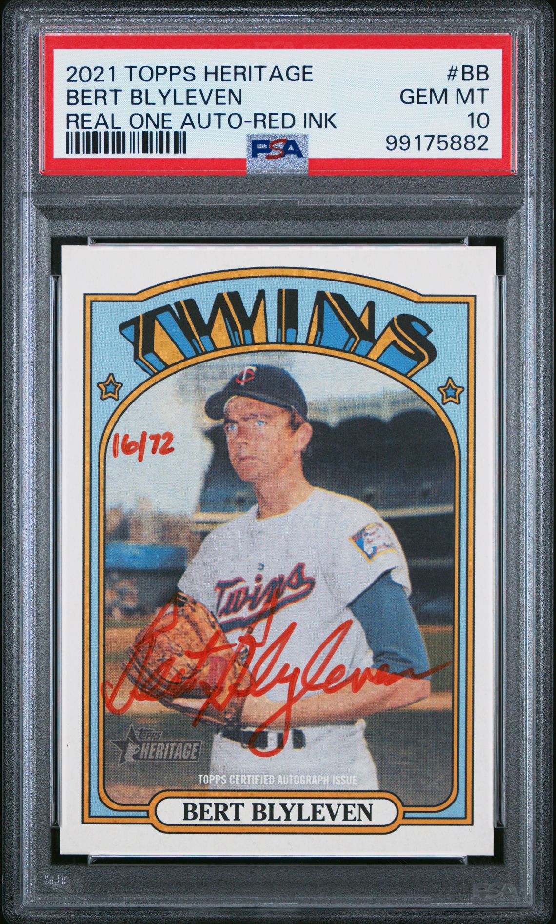 2021 Topps TOPPS HERITAGE REAL ONE AUTOGRAPHS Red #BB Bert Blyleven front