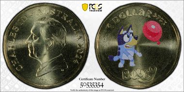 2024 $1 Bluey w/Balloon - Dollarbucks Colorized MS69