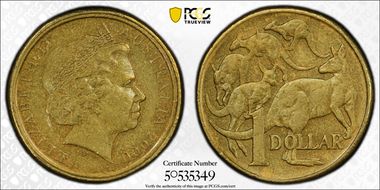 2000 $1 Mule-Struck w/10C Obv AU55