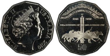 2010 50C Melbourne Cup 1861-2010 Finish Pole MS68