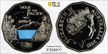 2015 50C War in the Pacific Colorized MS68