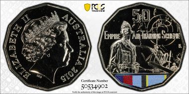 2015 50C Empire Air Training Scheme Colorized MS69