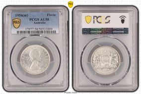 1954(m) Florin KM-54  Ag AU58