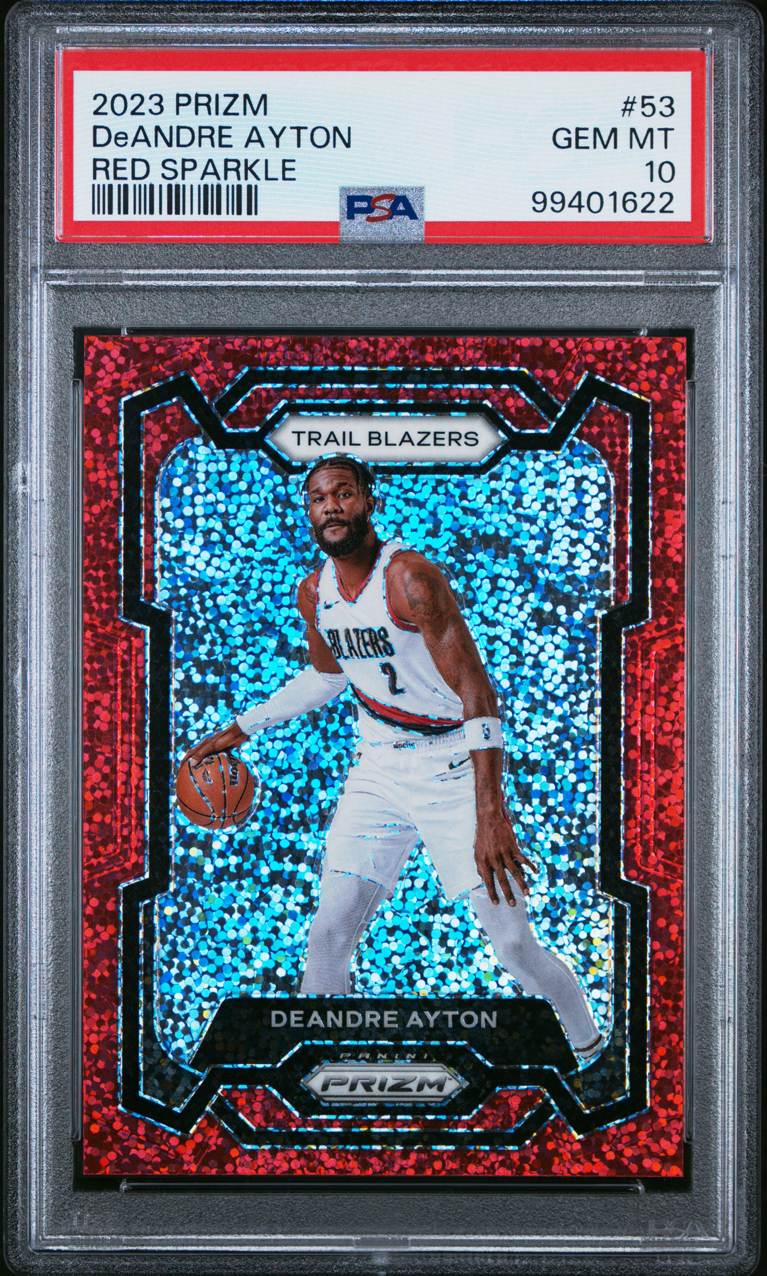 2023 Panini Prizm Deandre Ayton #53 (Red Sparkle) Gem Mt 10 front