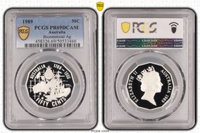 1989 50C Bicentennial Ag PR69DCAM