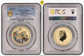 2013-P $1 BMX Riding Al-Bronze Colorized MS69
