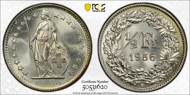 1956 B 1/2 Fr MS67
