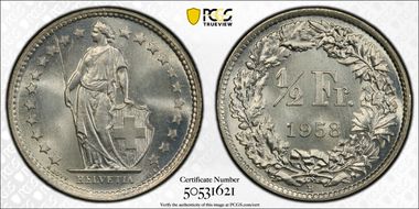 1958 B 1/2 Fr MS67
